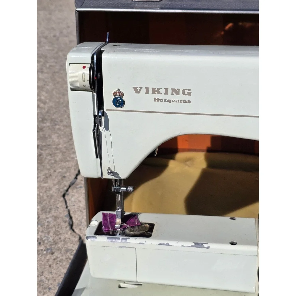 Husqvarna Viking 6030 Sewing Machine Made in Sweden with Case and Manual Vintage